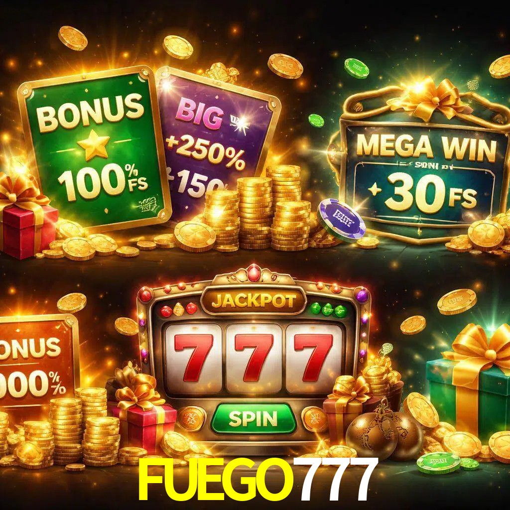 Tipos de bonos FUEGO777 incluyendo recompensas de bienvenida y promociones continuas